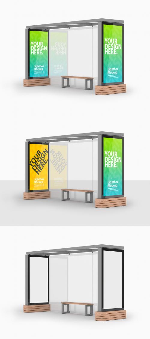 Bus Stop with Two Advertising Lightboxes - 451708637