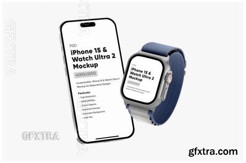 Floating iPhone 15 & Watch Ultra 2 Mockup 3ZY84MA