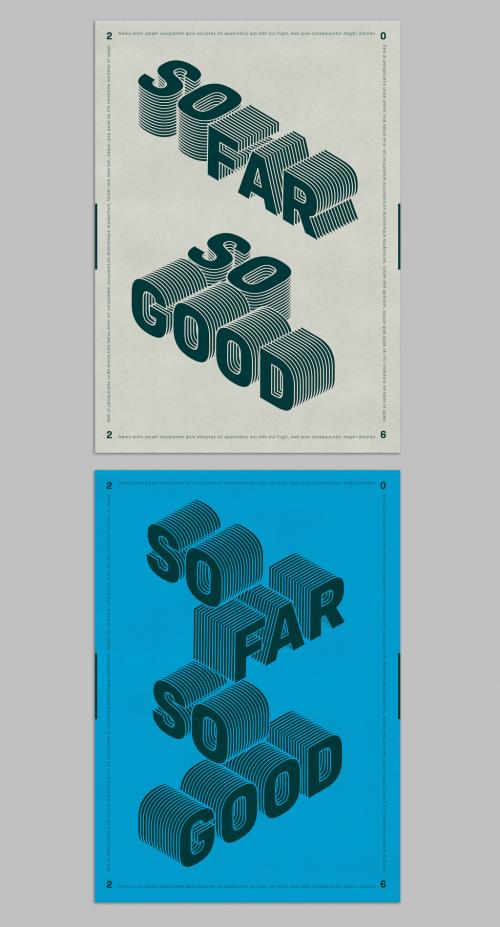 Vintage Poster Layout with 3D Isometric Text - 452578799