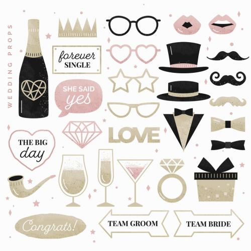 Wedding Party Bridal Shower Vector Illustrations Sticker Overlays - 452579439