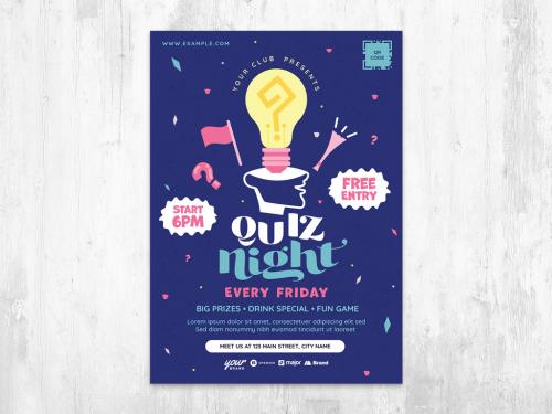 Quiz Night Flyer for Pub Quizzes & Bar Trivia Nights - 452579446