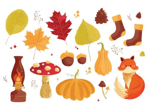 Autumn Fall Vector Illustrations Sticker Overlays - 452579462