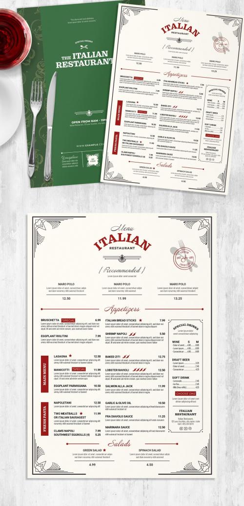 Italian Restaurant Menu Layout - 452579480