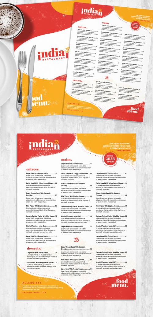 Modern Indian Restaurant Menu Layout - 452579489