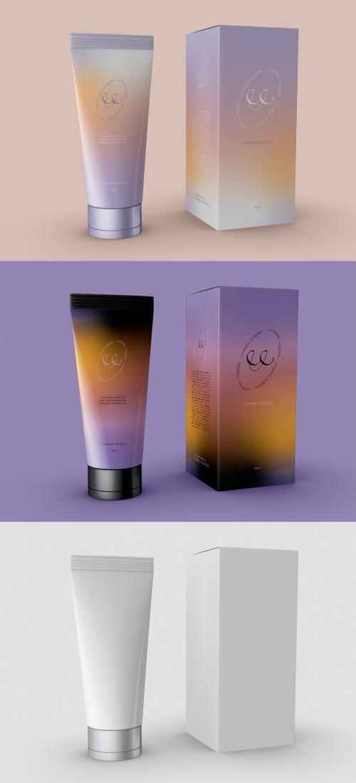 Beauty Product with Box Mockup - 452599092