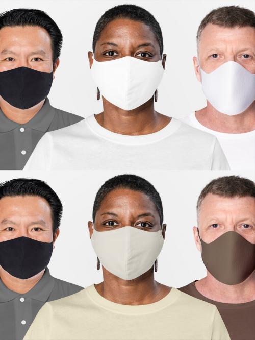 Editable Face Mask Mockup on Diverse Group of People - 452599163