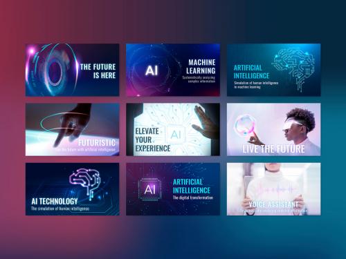 Futuristic Ai Technology Template for Blog Banner Set - 452599182