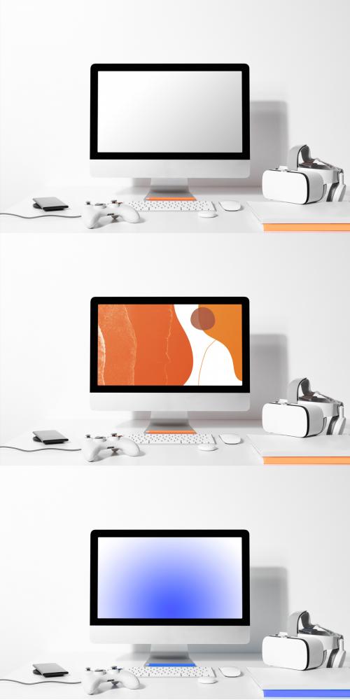 Computer Screen Mockup with Digital Device - 452599189