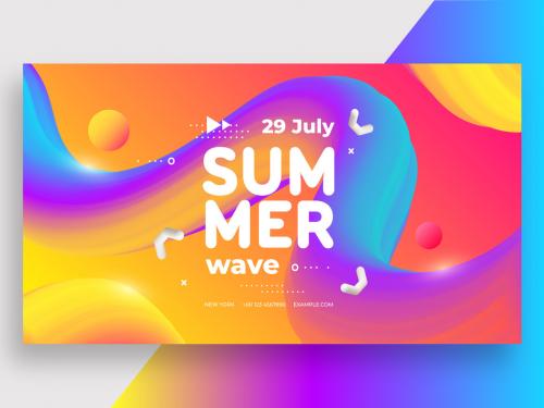 Summer Wave Social Media Banner with Colorful Layout - 452613004