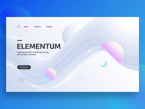 Website Landing Page Layout with Gradients Shapes - 452613010