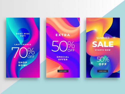Social Media Sale Post Layout with Gradient Wavy Shapes - 452613011