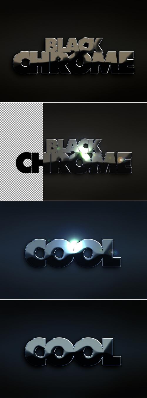 Black Chrome Mirror Text Effect - 452613403