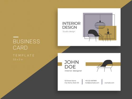 Business Card Layout with Interior Design - 452794359