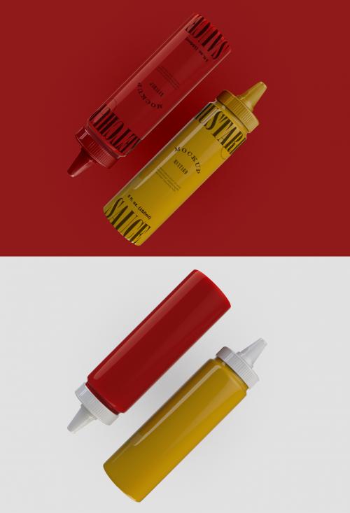 Ketchup and Mustard Sauce Mockup - 452991600