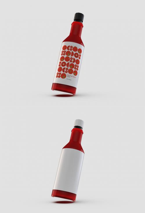 Ketchup Glossy Bottle Mockup - 452991604