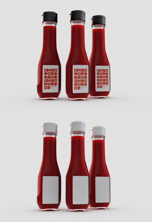 Three Ketchup Sauce Mockup - 452991611