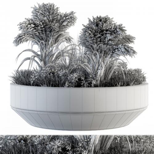 Outdoor Plants tree in Concrete Pot - Set 147