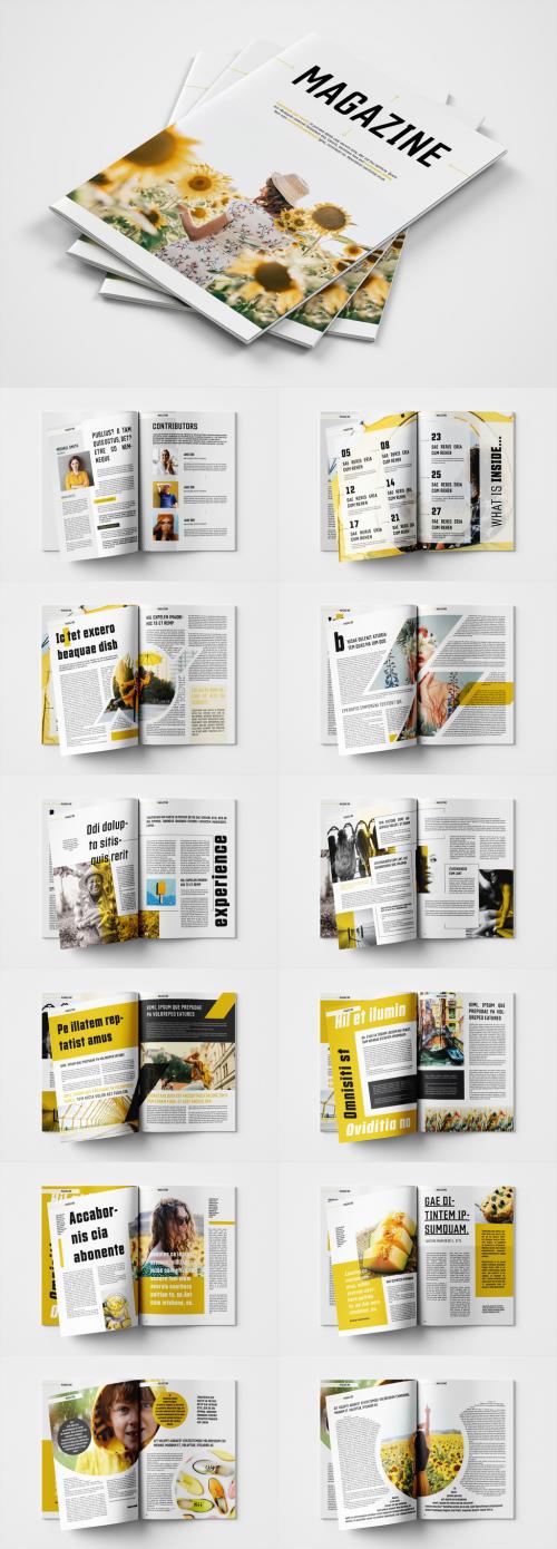 Clean White and Yellow Magazine Layout - 452992227