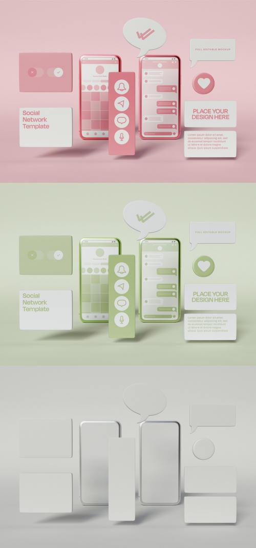 Smartphone with Notificacion Bubbles Mockup - 453163631