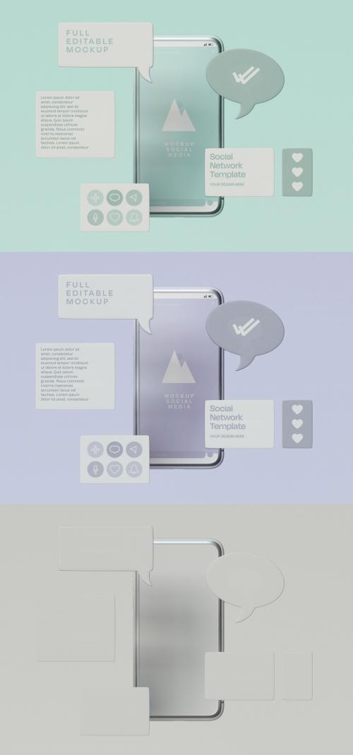 Notification Bubbles on Smartphone Mockup - 453163642