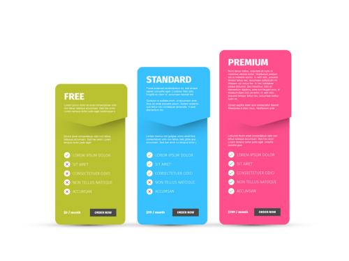 Pricing Product Compare Table Layout with Three Cards - 454210407