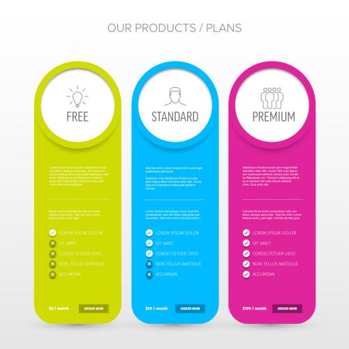 Pricing Product Compare Table Layout with Three Cards - 454210437
