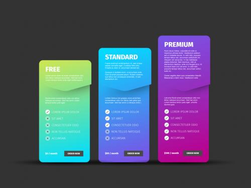 Dark Pricing Product Compare Table Layout with Three Cards - 454210441