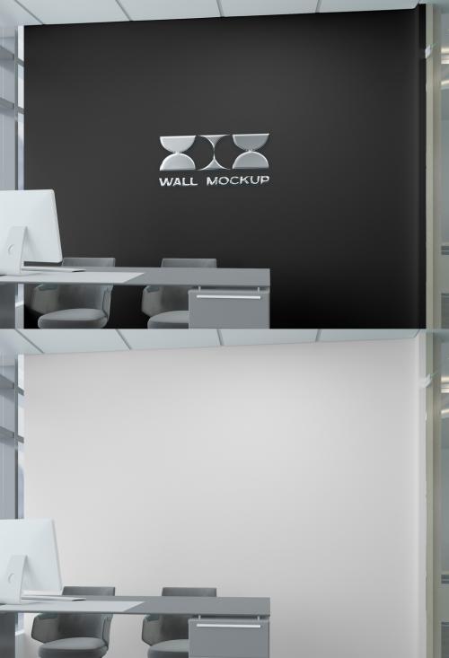 Wall Branding Logo Mockup - 454226041