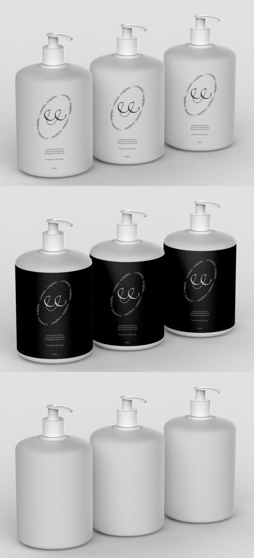 Three Dispenser Bottle Mockup - 454226064