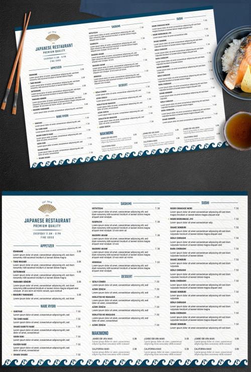 Japanese Restaurant Menu Landscape Layout - 454411966