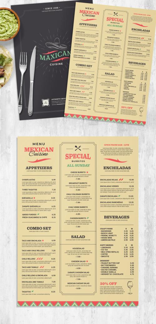 Mexican Food Menu Layout with Rustic Style - 454411970