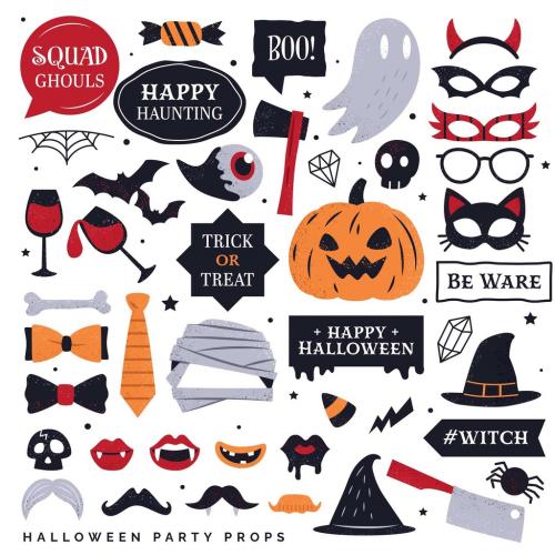 Halloween Vector Illustrations Stickers Digital Props Overlays - 454411972