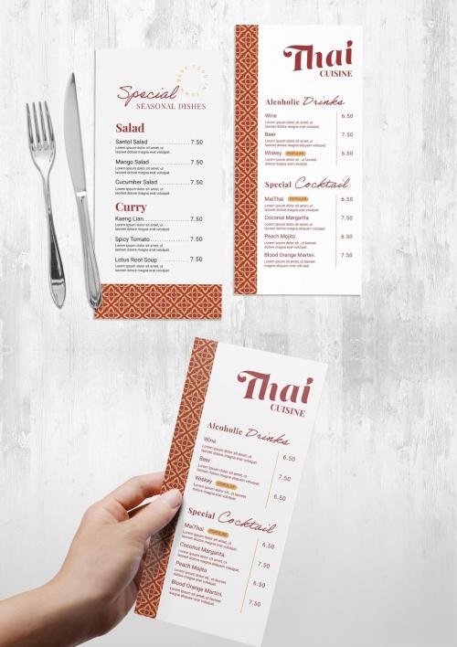 Thin Menu Flyer for Thai Asian Restaurant - 454411974