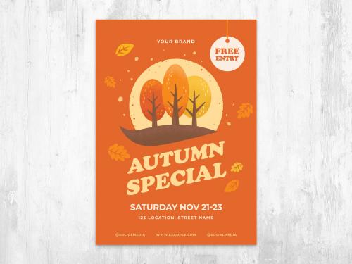 Autumn Fall Flyer with Rustic Autumnal Colours - 454411984