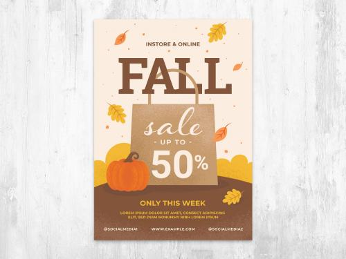 Fall Autumn Flyer for Seasonal Retail Sale Promotions - 454411989