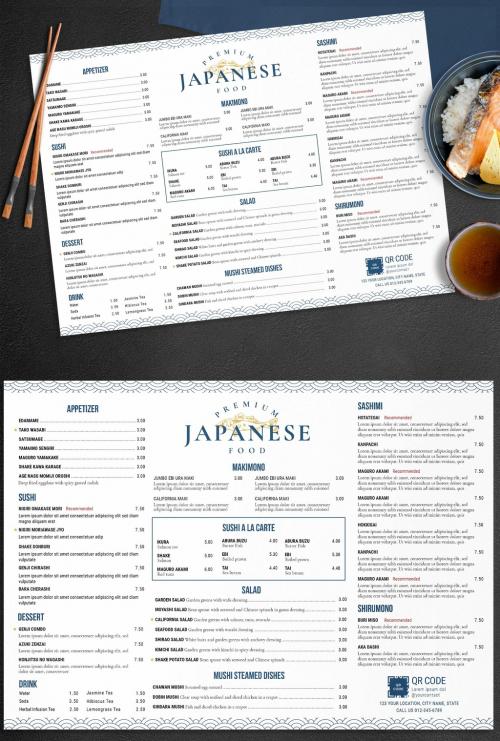 Landscape Food Menu Layout for Japanese Sushi Restaurant - 454411999