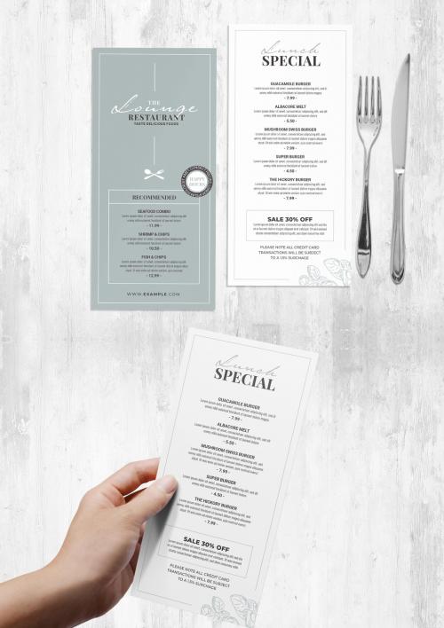 Thin Dl Menu Layout for Drinks Food Specials - 454412006