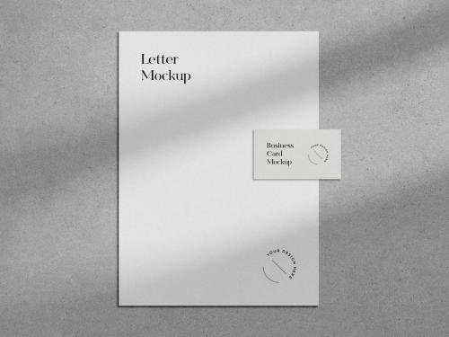 Minimal Letterhead and Business Card Mockup - 454422631