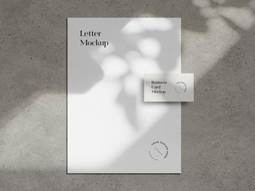 Concrete Minimal Letterhead and Business Card Mockup - 454422637