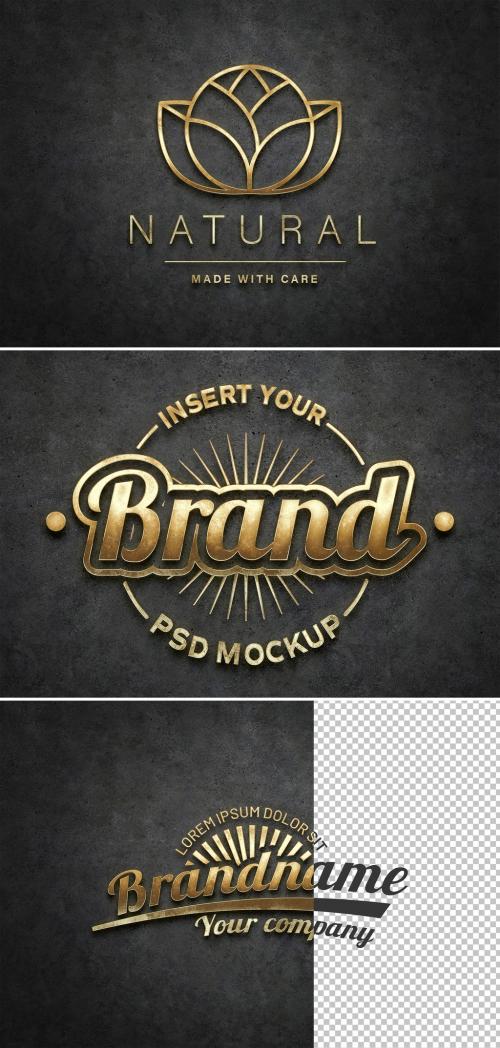 Gold Logo Mockup with 3D Glossy Textured Effect - 454627617