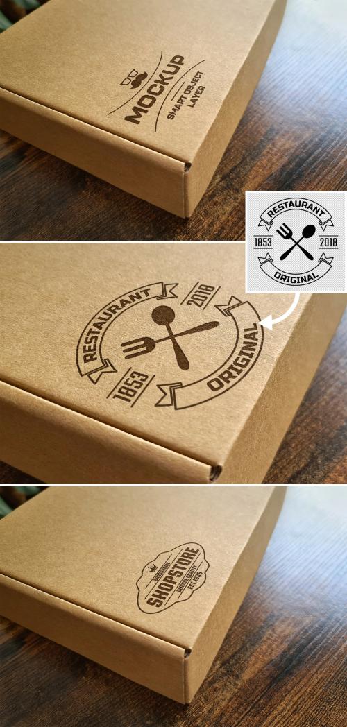 Carboard Box Mockup with Printed Logo - 454627626