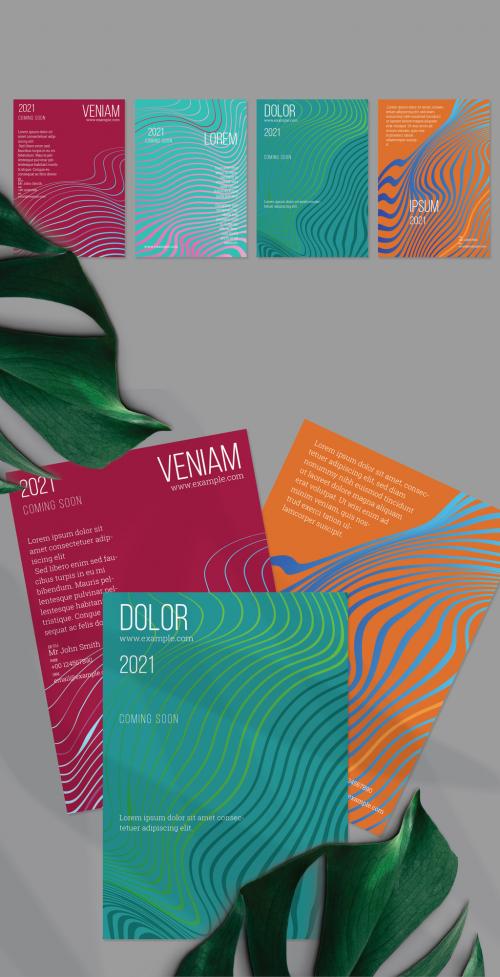 Flyer Layout with Marble Flat Abstract Elements - 454630570