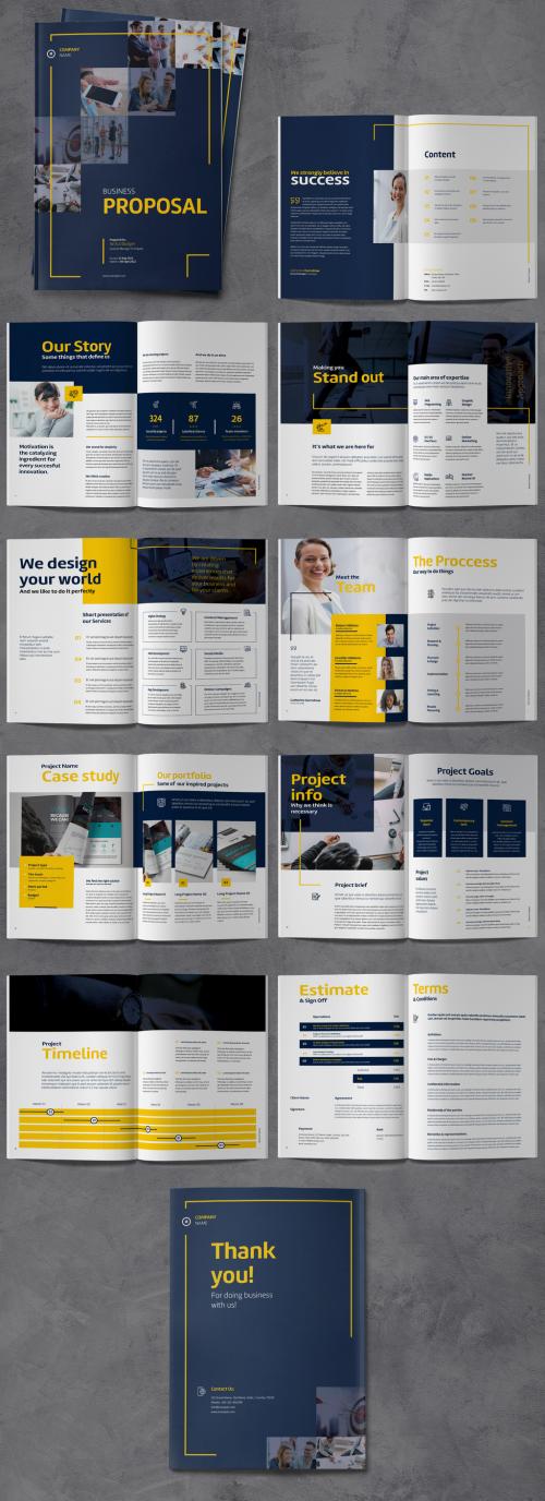 Business Proposal with Blue and Yellow Accents - 454631692