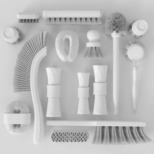 A set of towels and brushes for the bathroom