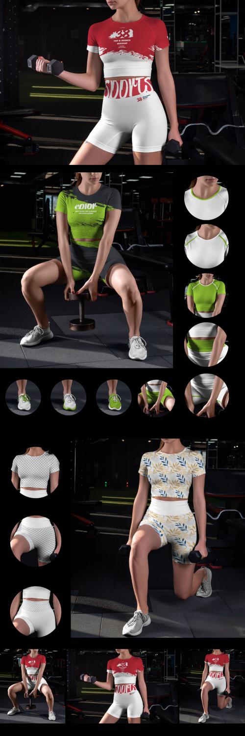 3 Mockups of Womens Sportswear in the Gym - 454757533