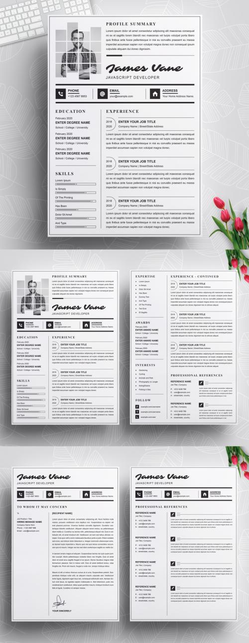 Clean and Professional Resume CV Layout - 454760842