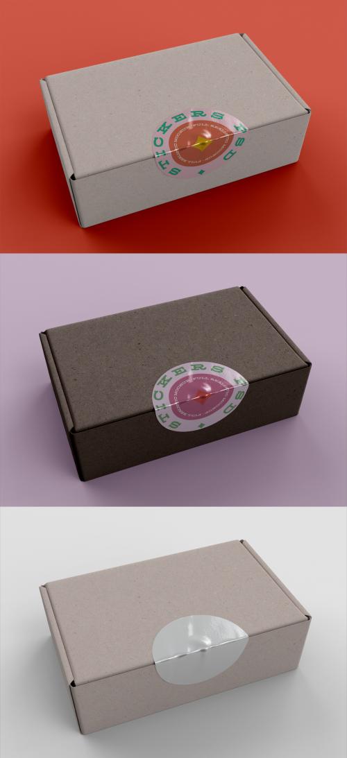 Adhesive Sticker on Box Mockup - 456090648