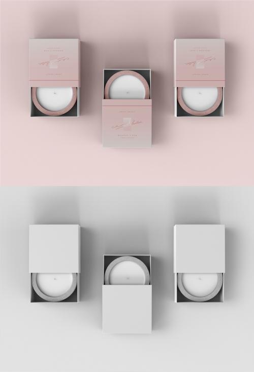 Three Candles in Box Mockup - 456090685