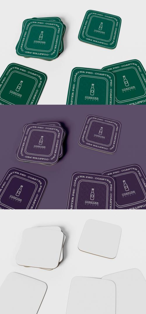 Square Cardboard Coaster Mockup - 456090726