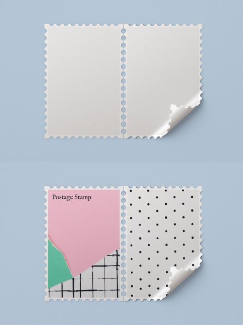 Postage Stamp Mockup with Cute Pastel Ripped Paper - 456812606